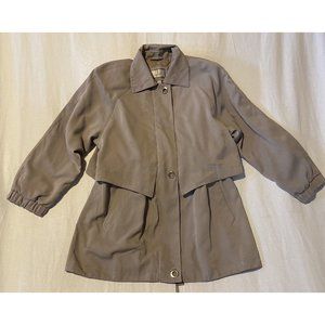 F.S. Limited Women's Beige Full Zip Coat Button Accent Nylon Lined Large